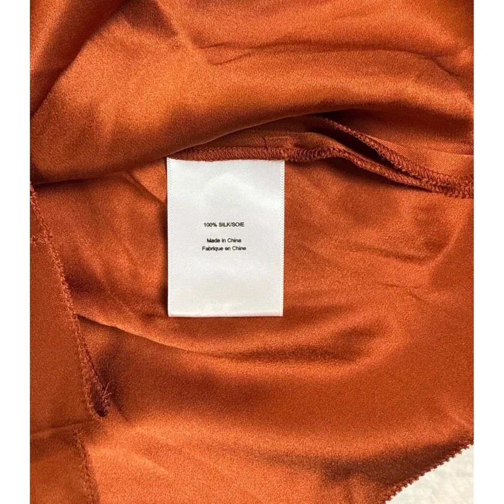 Tory Burch Copper Orange 100% Silk V-Neck‎ Sleeveless Blouse Top Size 2